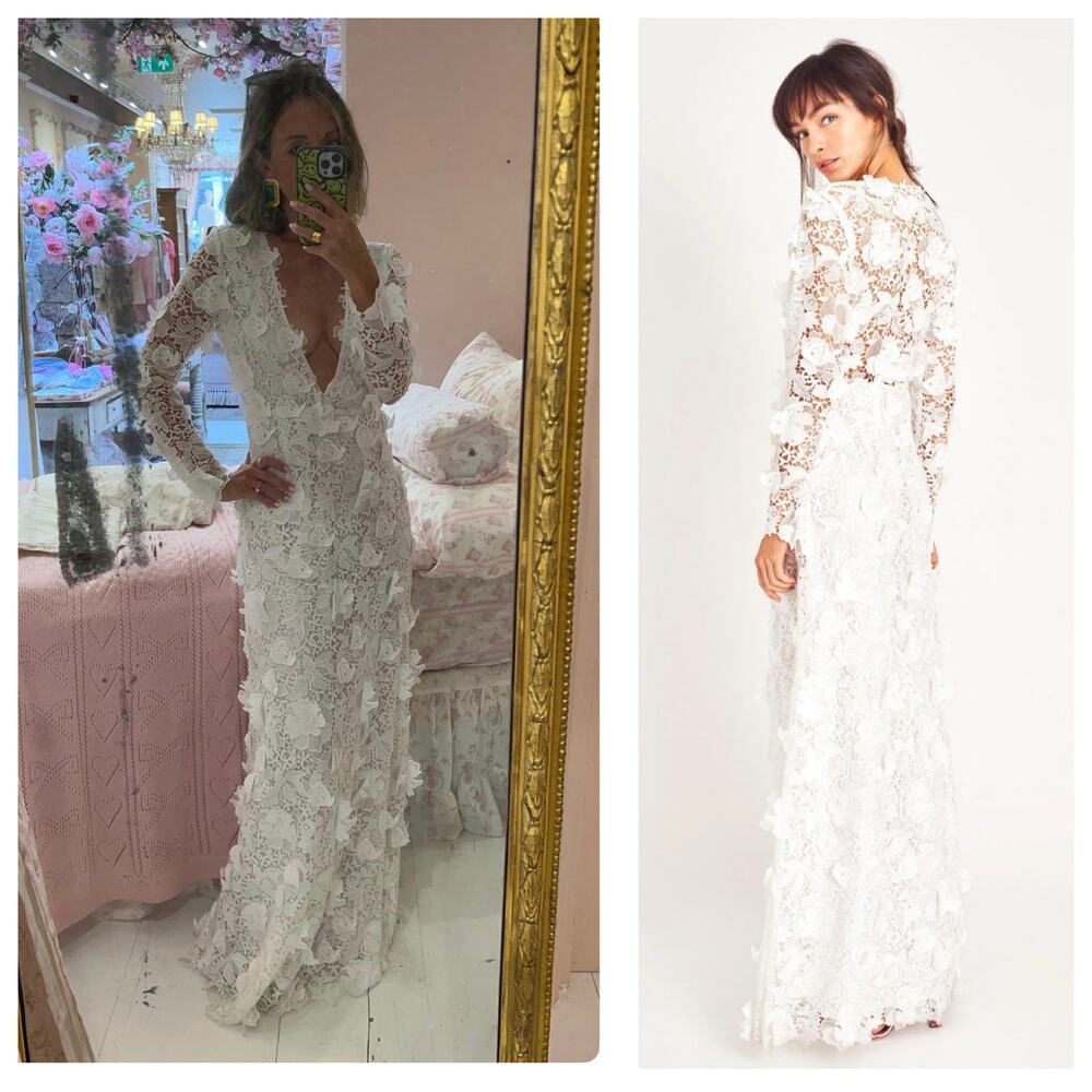 LoveShackFancy Sylvester Bridal Lace Gown White Size 4 NWT